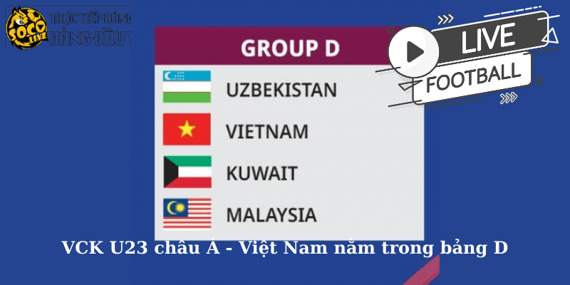 VCK U23 châu Á - Việt Nam nằm trong bảng D